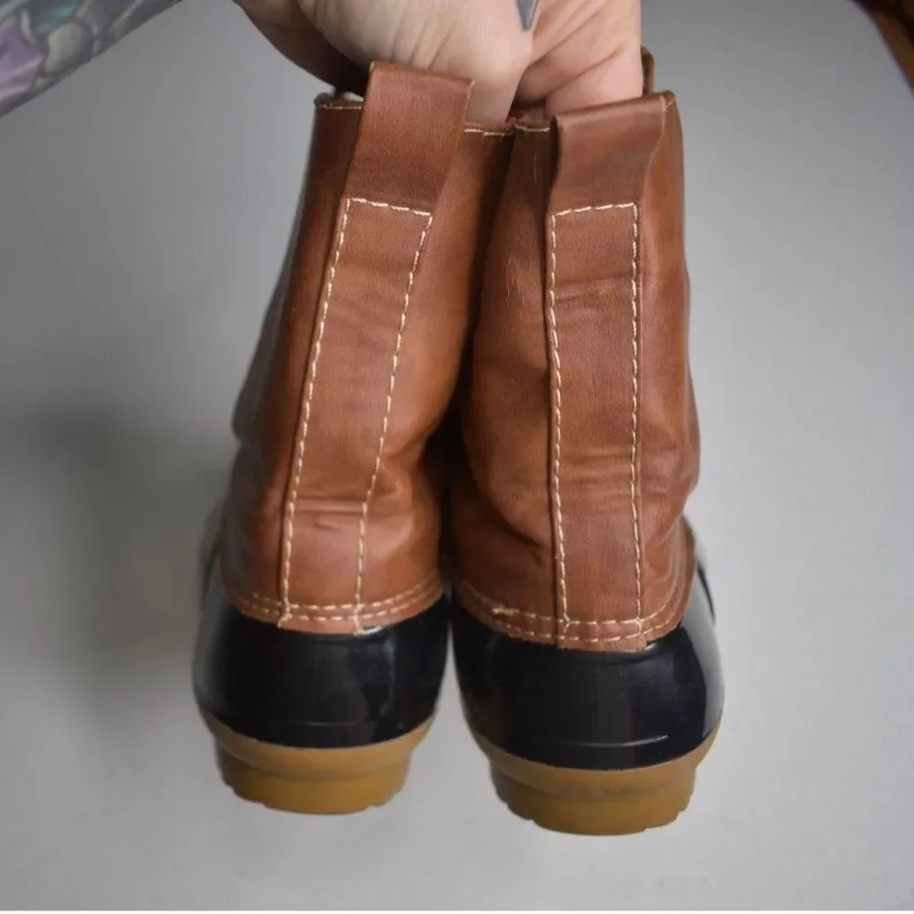 Adriana Duck Boots Brown Rain Boots Womens 8